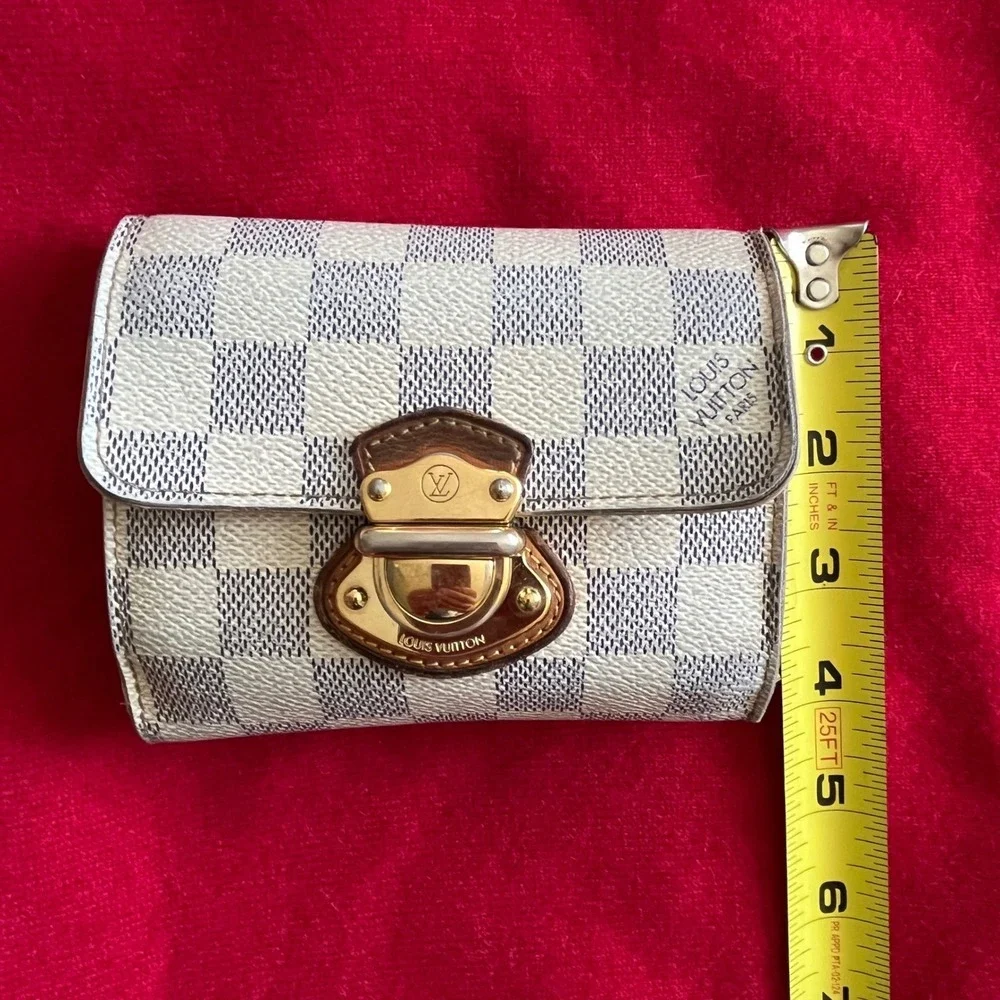 Louis Vuitton Damier Azur Eugenie Wallet Trifold Push Lock White N61732